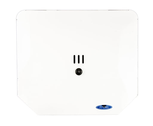 Frost 168 white steel double jumbo toilet tissue dispenser close-up front