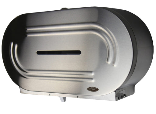 Frost 169 white steel vertical jumbo toilet tissue dispenser front view