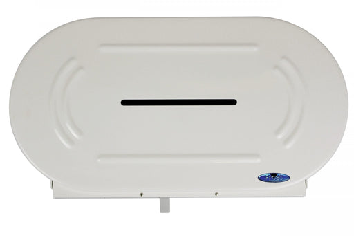 Frost 170 stainless steel vertical double jumbo toilet tissue dispenser close-up front