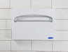 Frost 199-W white steel toilet seat cover dispenser close-up in use