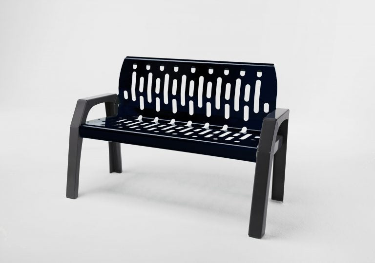RAL Black 7021 steel bench with anchorable feet