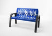 Ergonomic 4 ft outdoor bench with lumbar support blue