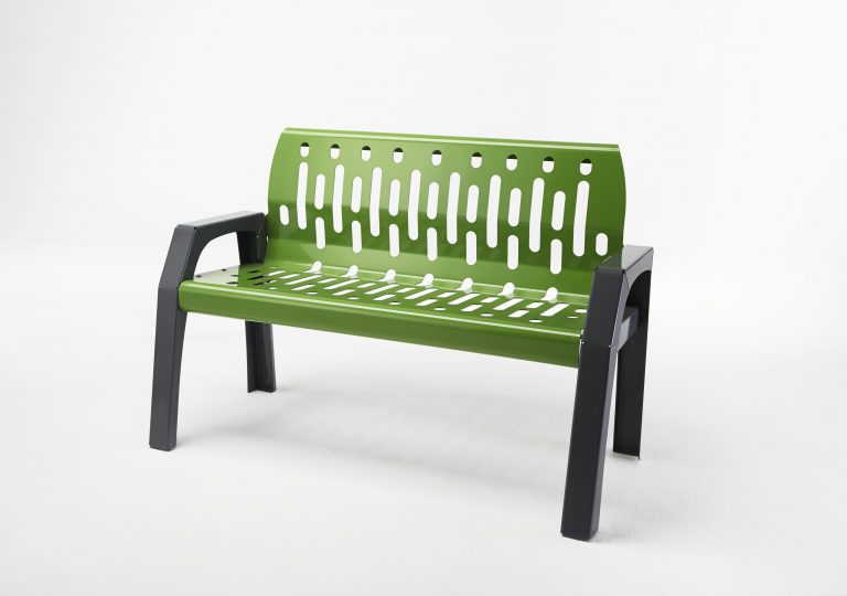 RAL Green 6018 steel bench with anchorable feet