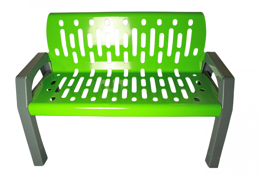 Heavy duty modern park bench in green Stream series