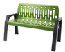 Green powder coated 4 foot outdoor steel bench with arms