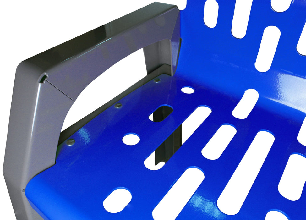 Heavy duty modern park bench in blue Stream series