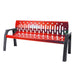 Frost Stream Series 6ft outdoor steel bench in RAL Red 3001 with arms