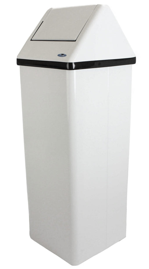 Front view of Frost 300NL swing top waste receptacle showing sleek stainless steel finish