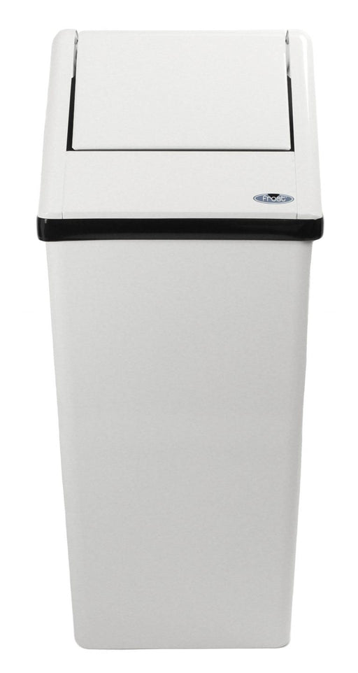 Side profile of Frost 301NL waste bin showing sleek stainless steel design