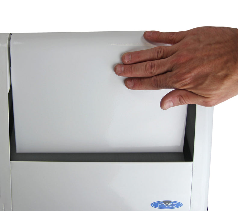 Back view of Frost 301NL commercial-grade stainless steel trash can