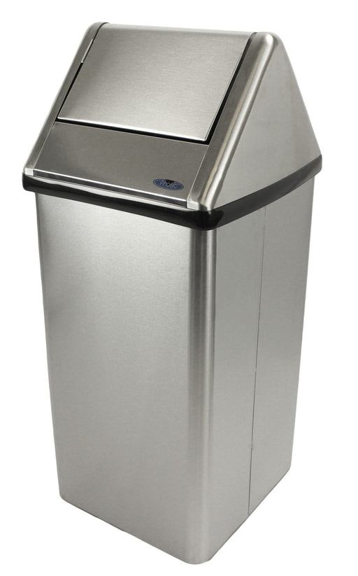 Front profile of Frost 304-NLS bin with stainless steel swing top lid