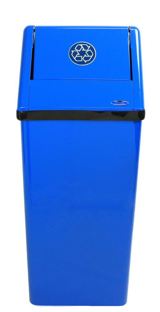 Side profile of Frost 301RNL waste bin showing durable stainless steel design and swing top lid