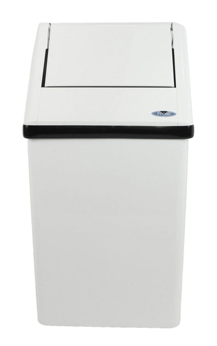 Front profile of Frost 302NL waste bin with stainless steel swing top lid