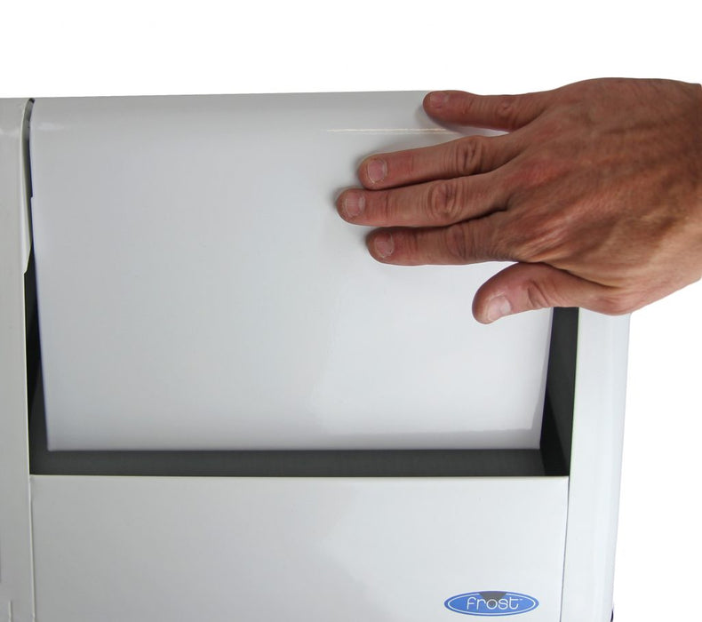 Top view of Frost 302NL showing swing top lid and stainless steel finish