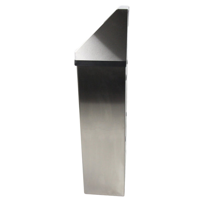 Side view of Frost 303-3 wall-mounted bin with stainless steel finish