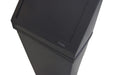 Close view of Frost 303-BL swing top lid with matte black finish