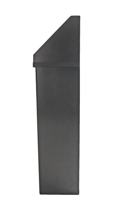 Side view of Frost 303-BL wall-mounted bin with matte black finish