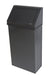 Front view of Frost 303-BL swing top waste bin with matte black finish