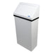 Front view of Frost 303 swing top waste receptacle with white epoxy finish