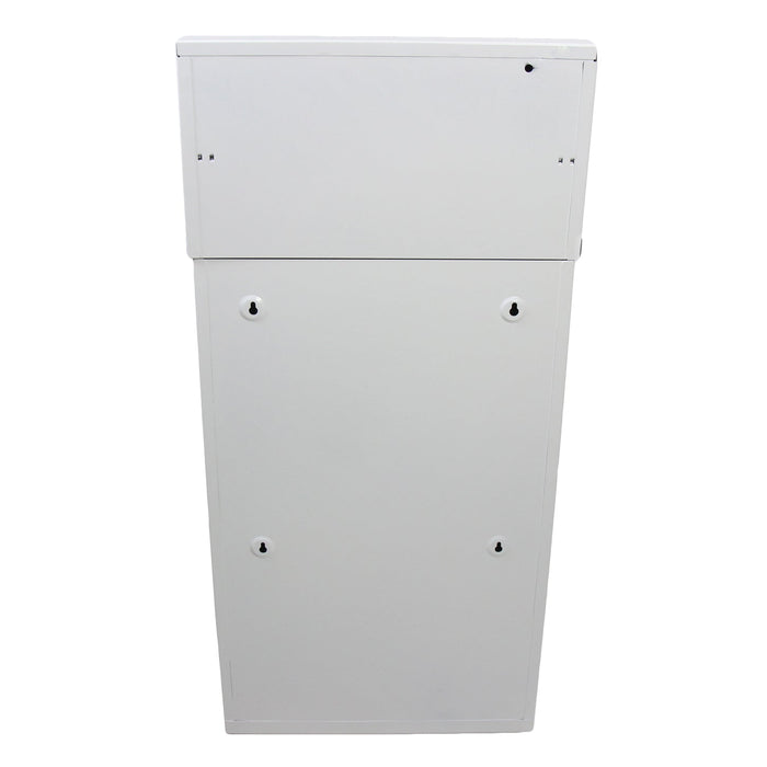 Back view of Frost 303 waste receptacle with white epoxy wall-mount design