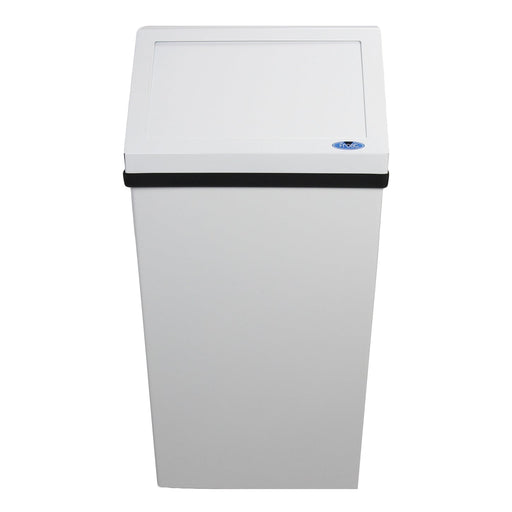 Front profile of Frost 303 waste bin with white epoxy swing top lid