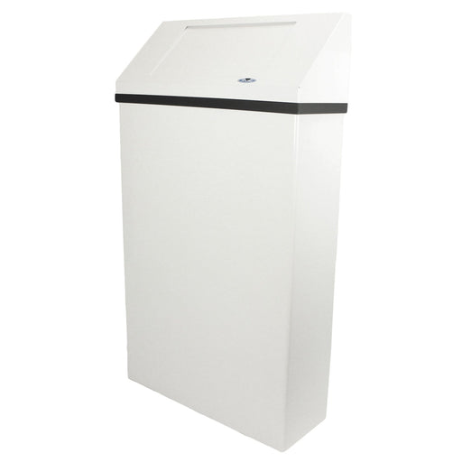 Front profile of Frost 304-NL waste bin with white epoxy swing top lid
