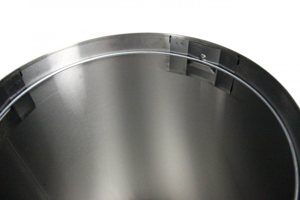 Inside view of Frost 310-J jumbo bin showing stainless steel