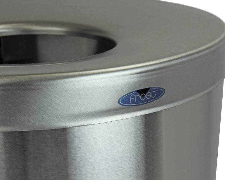 Top view of Frost 310-S swing top lid with stainless steel finish