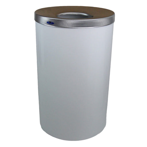Front view of Frost 310-W waste bin with white epoxy finish