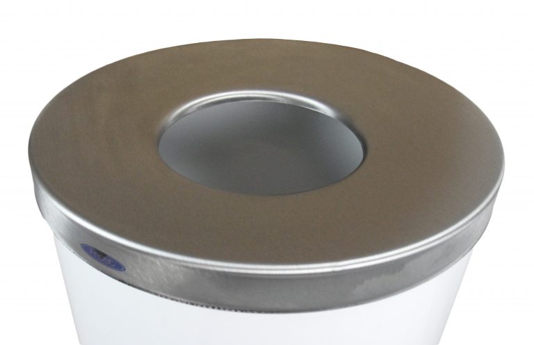 Top view of Frost 310-W swing top lid with white epoxy finish