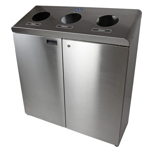 Frost 316-S Stainless Steel Floor Standing Recycling Station – 3-Stream Waste & Recycling Bin