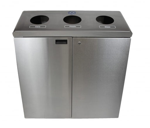 Frost 316-S Stainless Steel Floor Standing Recycling Station – 3-Stream Waste & Recycling Bin