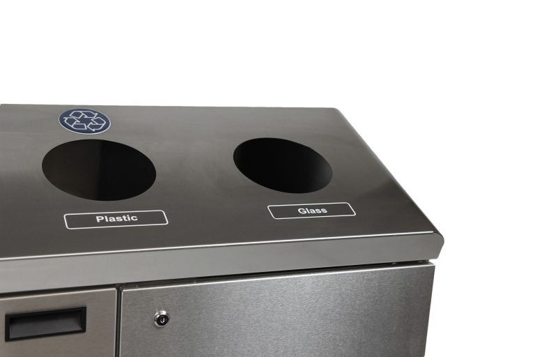 Frost 316-S Stainless Steel Floor Standing Recycling Station – 3-Stream Waste & Recycling Bin