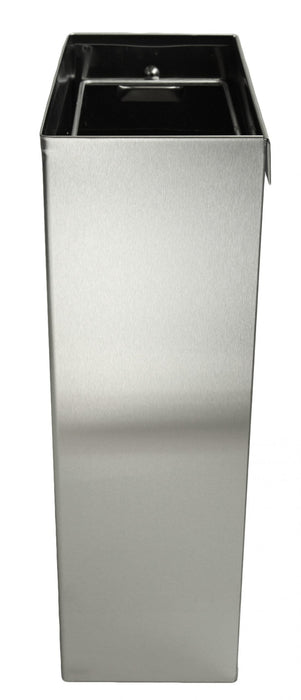 Side view of Frost 326 wall-mounted bin with stainless steel finish