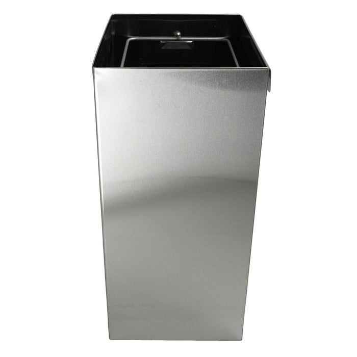 Side view of Frost 327 wall-mounted bin with stainless steel finish