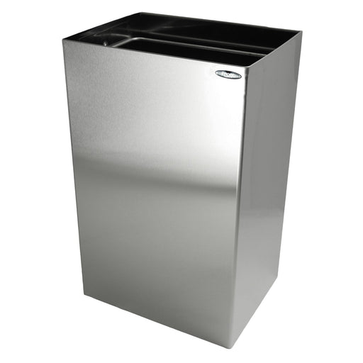 Front view of Frost 327 waste bin with stainless steel finish