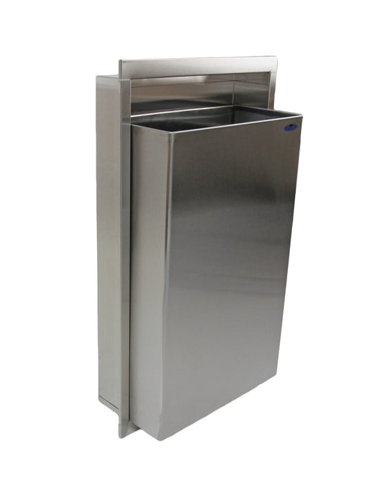 Side view of Frost 330 semi-recessed bin with stainless steel finish