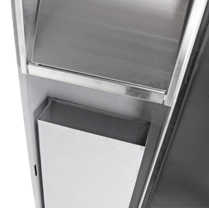 Open door view of Frost 400-14 Black with towel dispenser and 23-liter bin