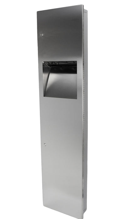 Front view of Frost 400-14 stainless steel towel dispenser and waste receptacle, 4.5\" depth