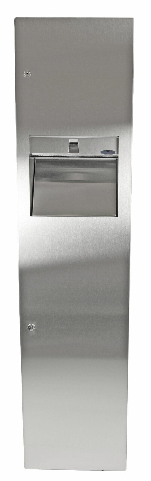 Front view of Frost 400 stainless steel combination towel dispenser and waste receptacle