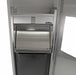 Open door view of Frost 400 showing internal towel dispenser and 32-liter waste bin