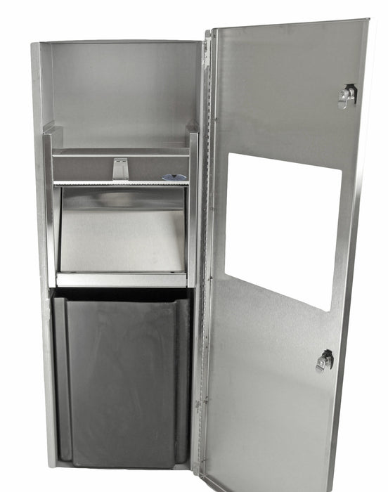 Frost 410 Series Combination Paper Towel Dispenser & Waste Receptacle – Recessed, Semi-Recessed & Surface Mounted Stainless Steel Unit