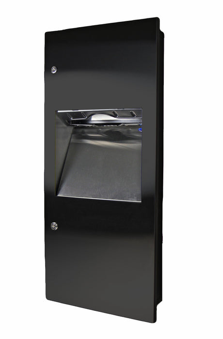 Front view of Frost 415-14A Black matte towel dispenser and waste receptacle