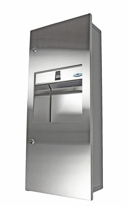 Front view of Frost 415-A stainless steel towel dispenser and waste receptacle