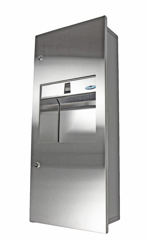 Front view of Frost 415-A stainless steel towel dispenser and waste receptacle