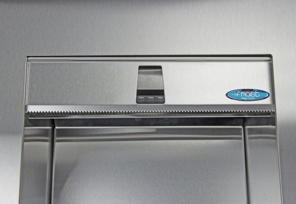 Close-up of Frost 415-A stainless steel door with #4 brushed finish
