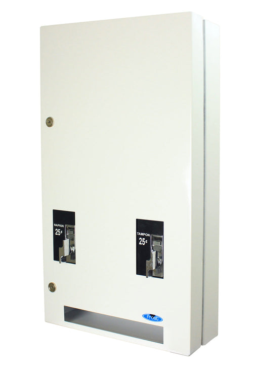 Frost 608-1 surface-mounted stainless steel napkin/tampon vendor for commercial restrooms, free or coin-operated, ADA-compliant