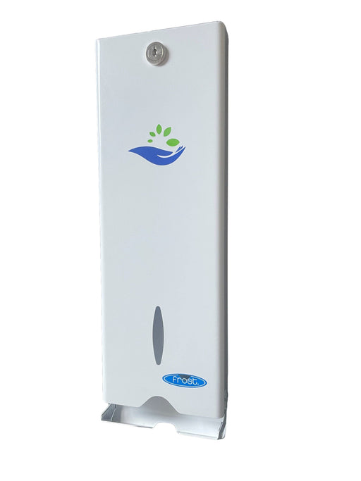 Frost 613 compact stainless steel surface-mounted free tampon dispenser for commercial restrooms, ADA-compliant
