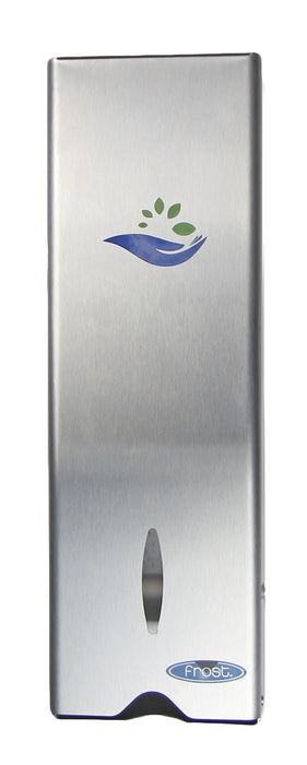 Frost 614-S slim stainless steel surface-mounted free napkin dispenser for commercial restrooms, ADA-compliant