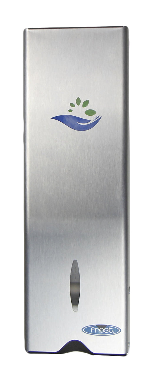 Frost 614-S slim stainless steel surface-mounted free napkin dispenser for commercial restrooms, ADA-compliant